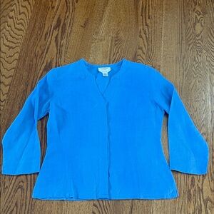 Talbots Vibrant Blue Linen Women's Blouse